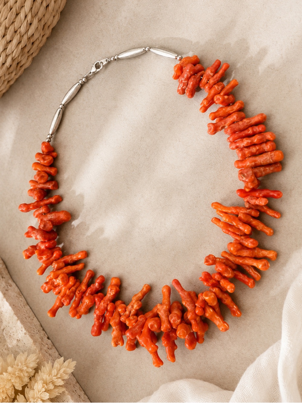 Vintage Style Coral Look Branch Statement Necklace